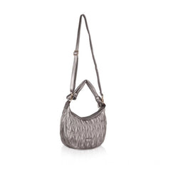 Mayawye Women's Faux Leather Textured Handbag (Silver Grey)