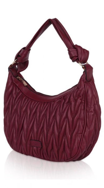 Mayawye Women's Faux Leather Textured Handbag (Red)