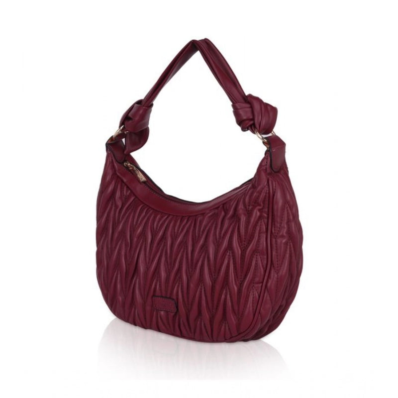 Mayawye Women's Faux Leather Textured Handbag (Red)