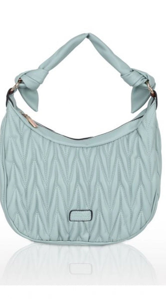Mayawye Women's Faux Leather Textured Handbag (Blue)
