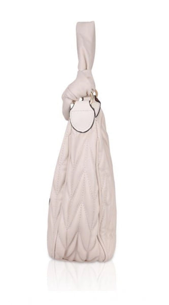 Mayawye Women's Faux Leather Textured Handbag (Beige White)