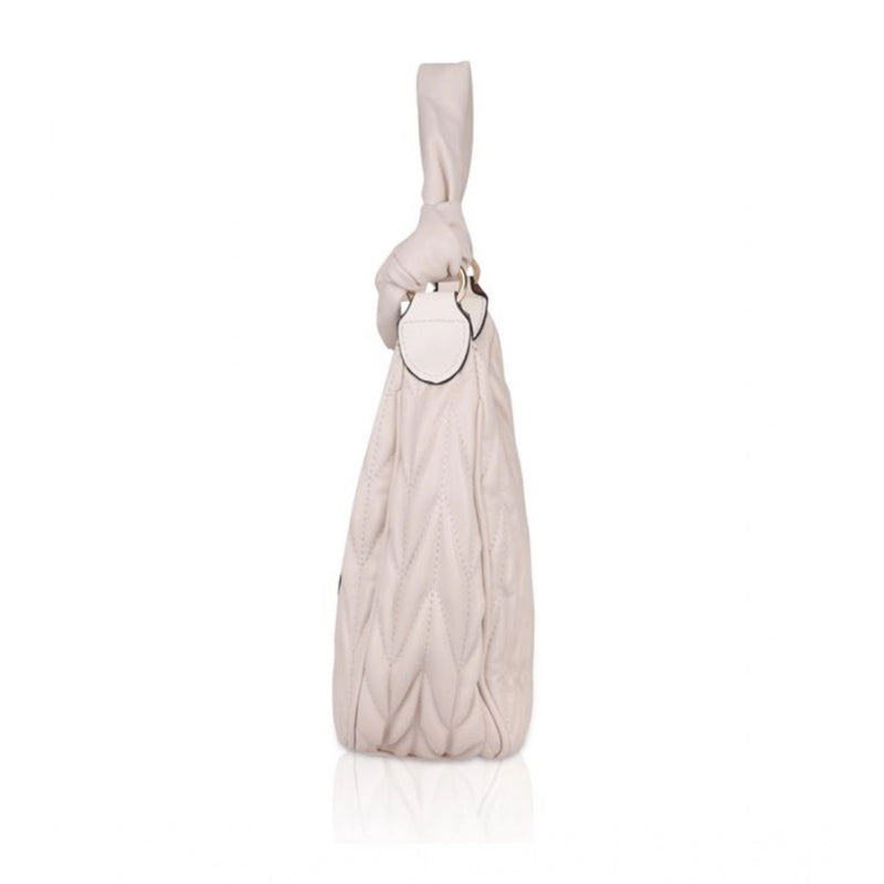 Mayawye Women's Faux Leather Textured Handbag (Beige White)