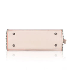 Mayawye Women's Faux Leather Metal Beads Handbag (Pink)