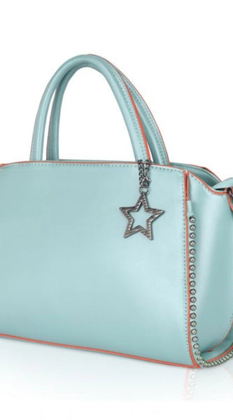Mayawye Women's Faux Leather Metal Beads Handbag (Green)