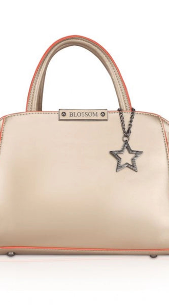 Mayawye Women's Faux Leather Metal Beads Handbag (Gold)