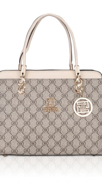 Mayawye Women's Faux Leather Printed Handbag (Beige)