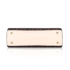 Mayawye Women's Faux Leather Printed Handbag (Beige)