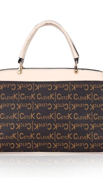 Mayawye Women's Faux Leather Printed Handbag (Beige)