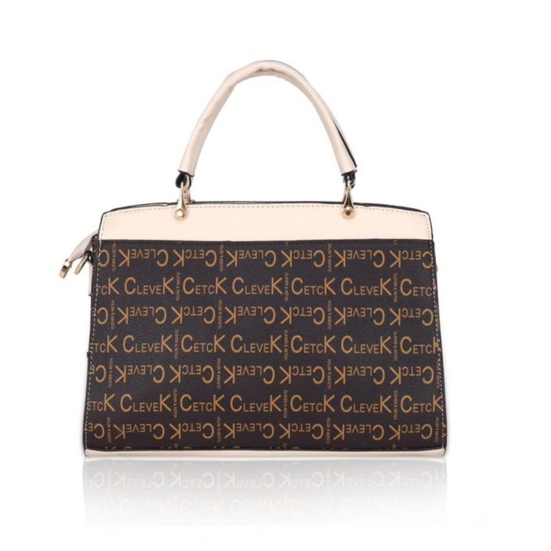 Mayawye Women's Faux Leather Printed Handbag (Beige)