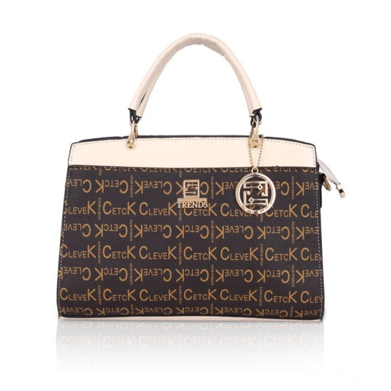 Mayawye Women's Faux Leather Printed Handbag (Beige)