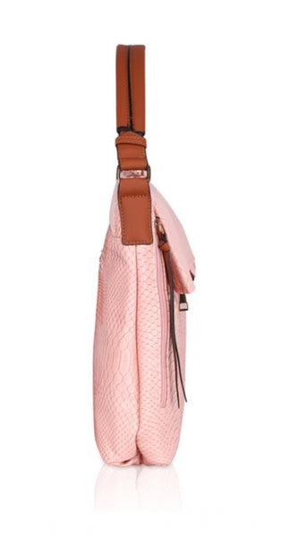 Mayawye Women's Faux Leather Textured Sling Bag (Pink)
