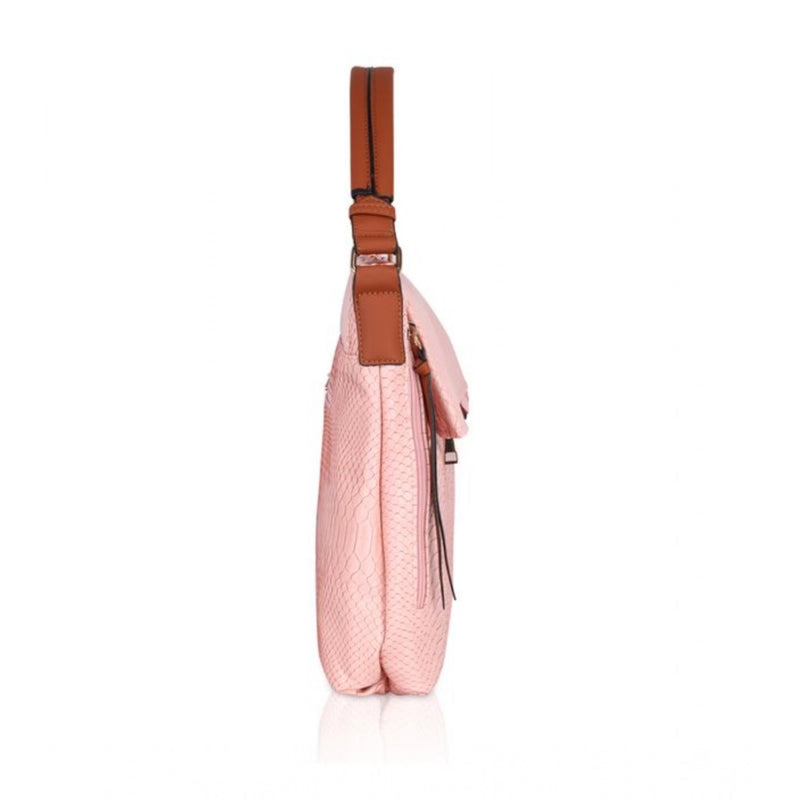 Mayawye Women's Faux Leather Textured Sling Bag (Pink)