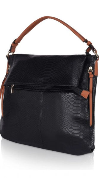 Mayawye Women's Faux Leather Textured Sling Bag (Black)