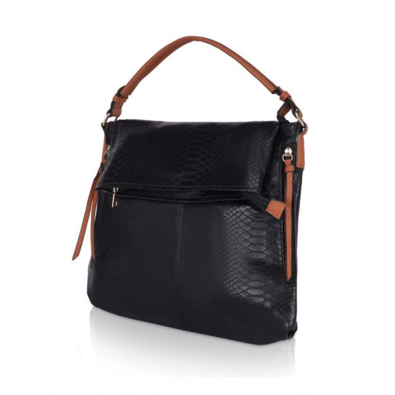 Mayawye Women's Faux Leather Textured Sling Bag (Black)