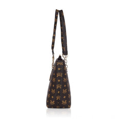 Mayawye Women's Faux Leather Printed Tote Bag (Brown)