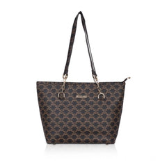 Mayawye Women's Faux Leather Printed Tote Bag (Brown)