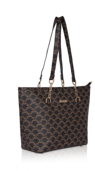 Mayawye Women's Faux Leather Printed Tote Bag (Brown)