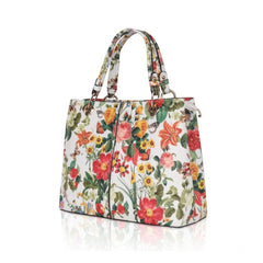 Mayawye Women's Faux Leather Printed Handheld Bag (White Orang)