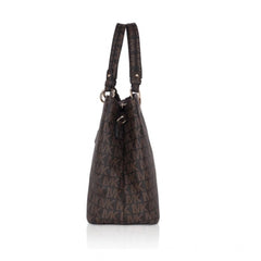 Mayawye Women's Faux Leather Printed Handheld Bag (Brown)
