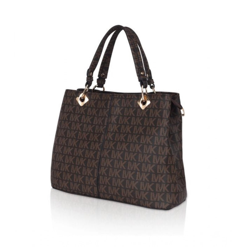Mayawye Women's Faux Leather Printed Handheld Bag (Brown)
