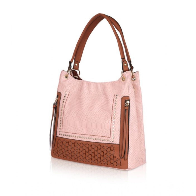Mayawye Women's Faux Leather Printed Tote Bag (Pink)