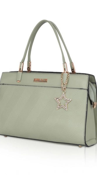 Mayawye Women's Faux Leather Textured Adjustable Long Belt Handbag (Green)
