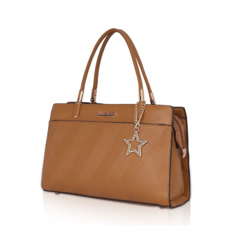 Mayawye Women's Faux Leather Textured Adjustable Long Belt Handbag (Brown)