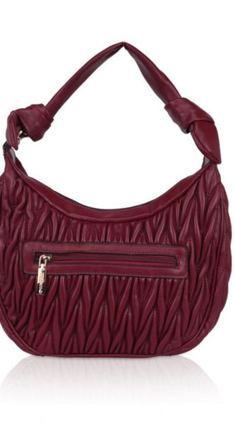 Mayawye Women's Faux Leather Textured Handbag (Red)