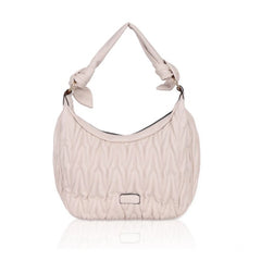 Mayawye Women's Faux Leather Textured Handbag (Beige White)