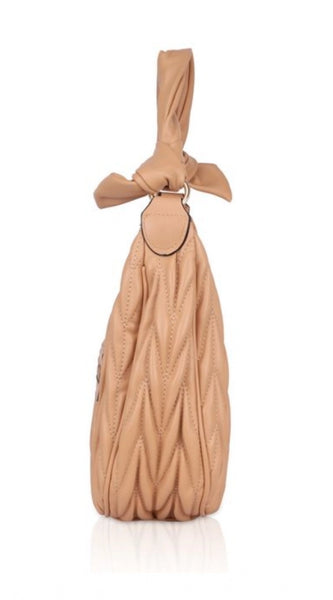Mayawye Women's Faux Leather Textured Handbag (Beige)
