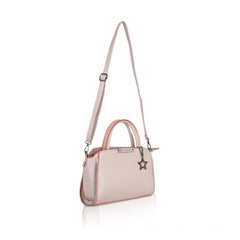 Mayawye Women's Faux Leather Metal Beads Handbag (Khaki)