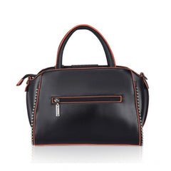 Mayawye Women's Faux Leather Metal Beads Handbag (Black)