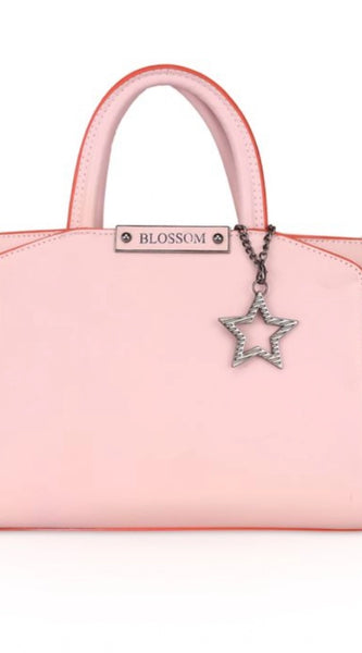 Mayawye Women's Faux Leather Metal Beads Handbag (Pink)