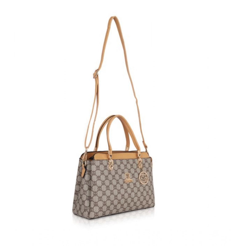 Mayawye Women's Faux Leather Printed Handbag (Camel)