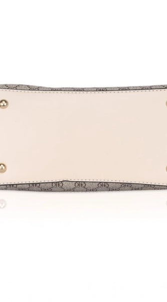 Mayawye Women's Faux Leather Printed Handbag (Beige)