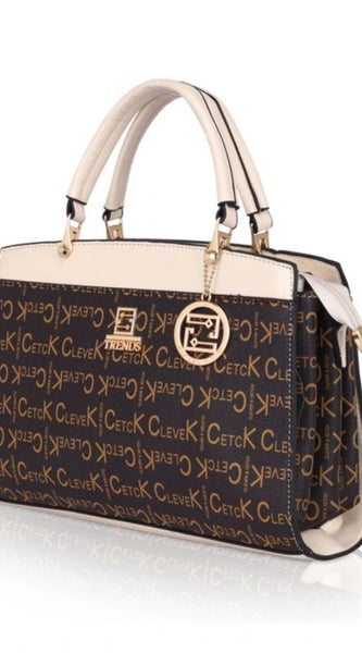 Mayawye Women's Faux Leather Printed Handbag (Beige)