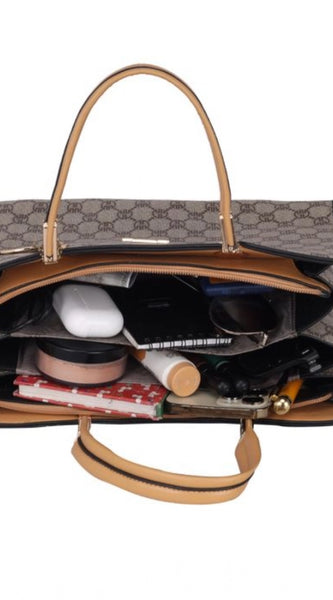 Mayawye Women's Faux Leather Printed Handbag (Camel)