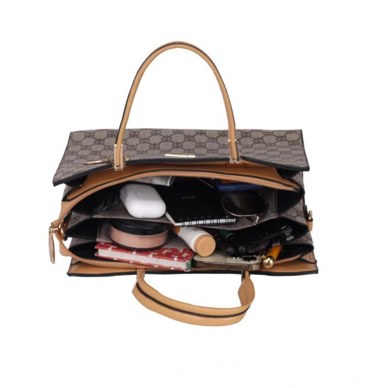 Mayawye Women's Faux Leather Printed Handbag (Camel)