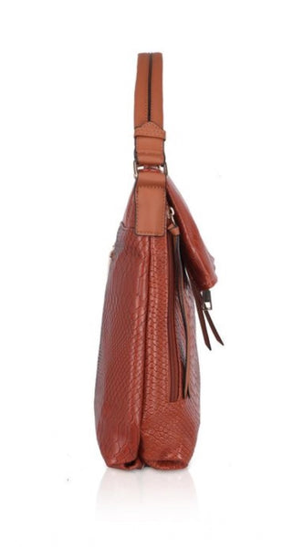 Mayawye Women's Faux Leather Textured Sling Bag (Brown )