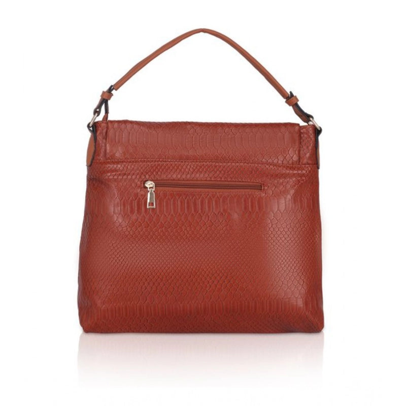 Mayawye Women's Faux Leather Textured Sling Bag (Brown )