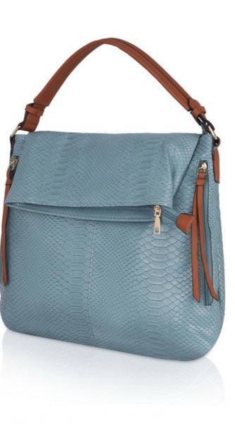 Mayawye Women's Faux Leather Textured Sling Bag (Blue)