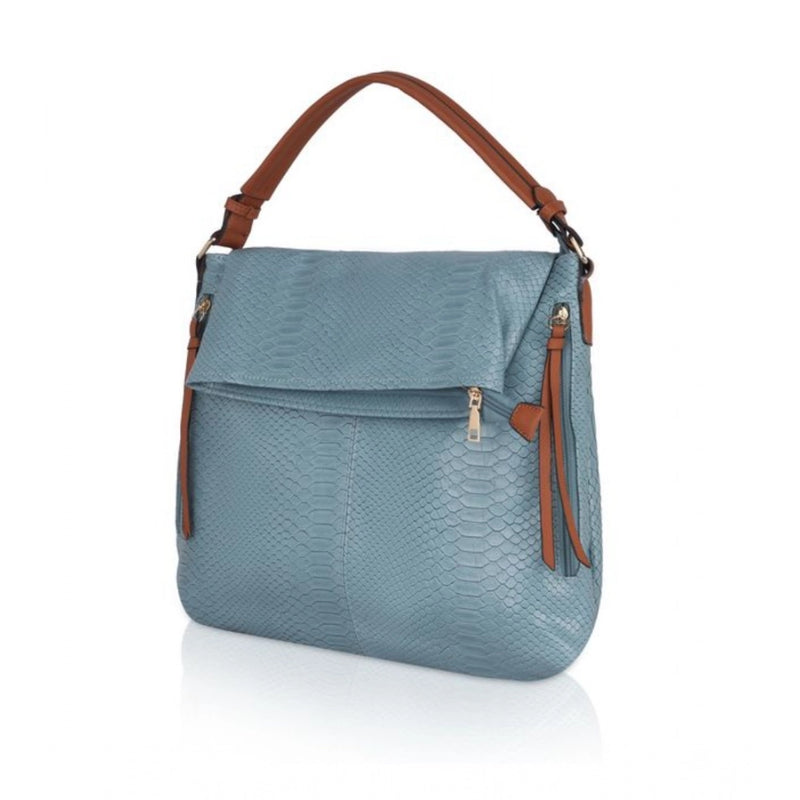 Mayawye Women's Faux Leather Textured Sling Bag (Blue)
