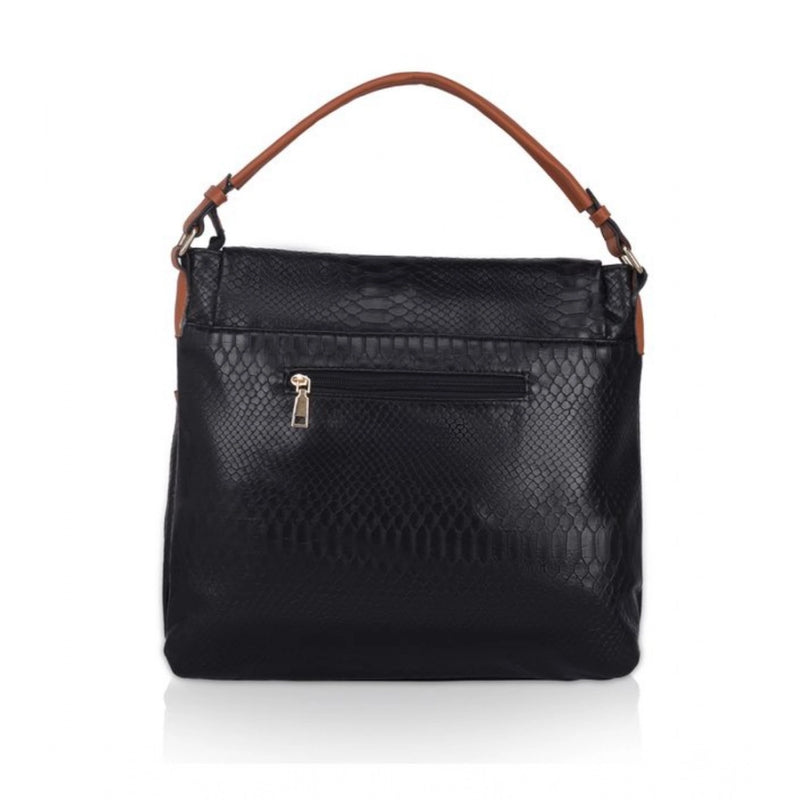 Mayawye Women's Faux Leather Textured Sling Bag (Black)