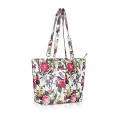 Mayawye Women's Faux Leather Printed Tote Bag (White Pink)