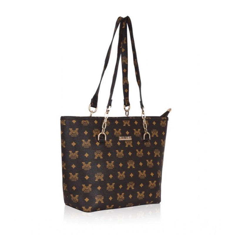 Mayawye Women's Faux Leather Printed Tote Bag (Brown)
