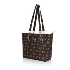 Mayawye Women's Faux Leather Printed Tote Bag (Brown)