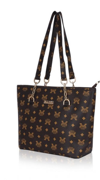 Mayawye Women's Faux Leather Printed Tote Bag (Brown)