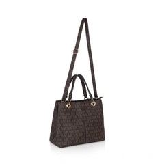 Mayawye Women's Faux Leather Printed Handheld Bag (Brown)