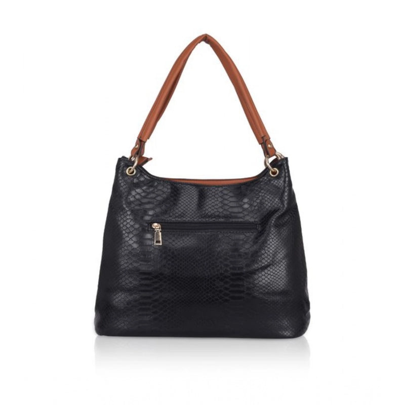 Mayawye Women's Faux Leather Textured Tote Bag (Black)