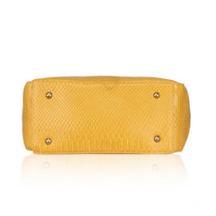Mayawye Women's Faux Leather Textured Tote Bag (Yellow)